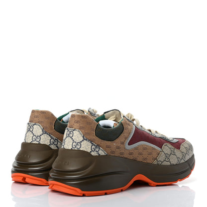 Gucci GG Supreme Monogram Mix Monogram Mens Rhyton Sneakers 11.5 Bordeaux Beige Ebony 4 of 8