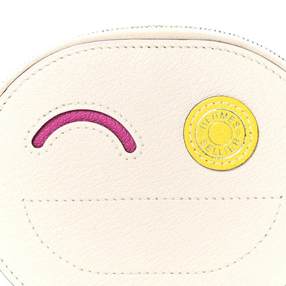 Hermes Chevre Mysore In-The-Loop Wink Card Holder Nata Rose Pourpre Jaune Citron 9 of 11