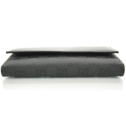 Gucci Monogram Nylon Leather Continental Wallet Black 4 of 8
