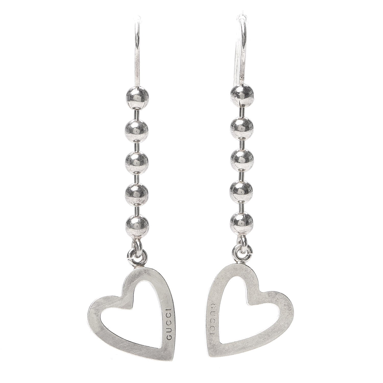 Gucci Sterling Silver Heart Drop Earrings 1 of 4