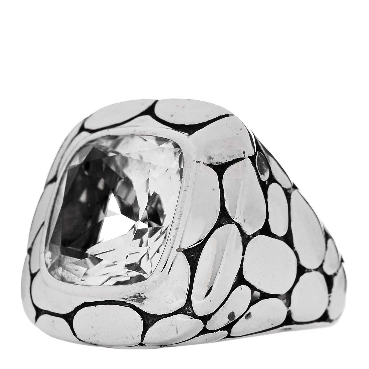 John Hardy Sterling Silver White Topaz Batu Kali Square Ring 54 7 3 of 5