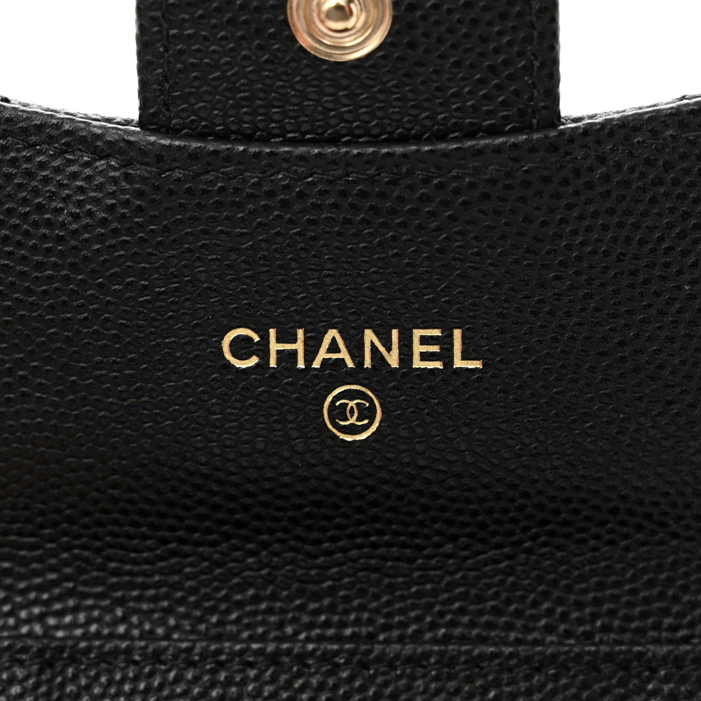 Caviar Quilted Flap Card Holder On Chain Black