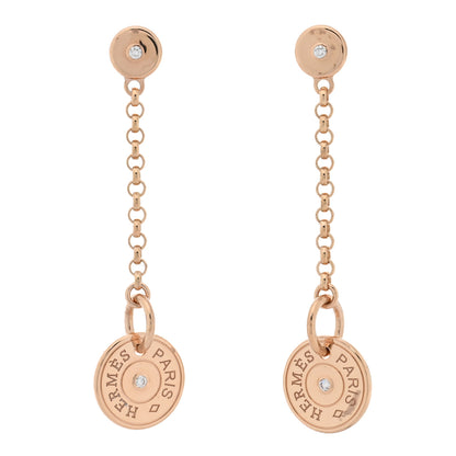 Hermes 18K Rose Gold Diamond Gambade Clou de Selle Earrings 1 of 5