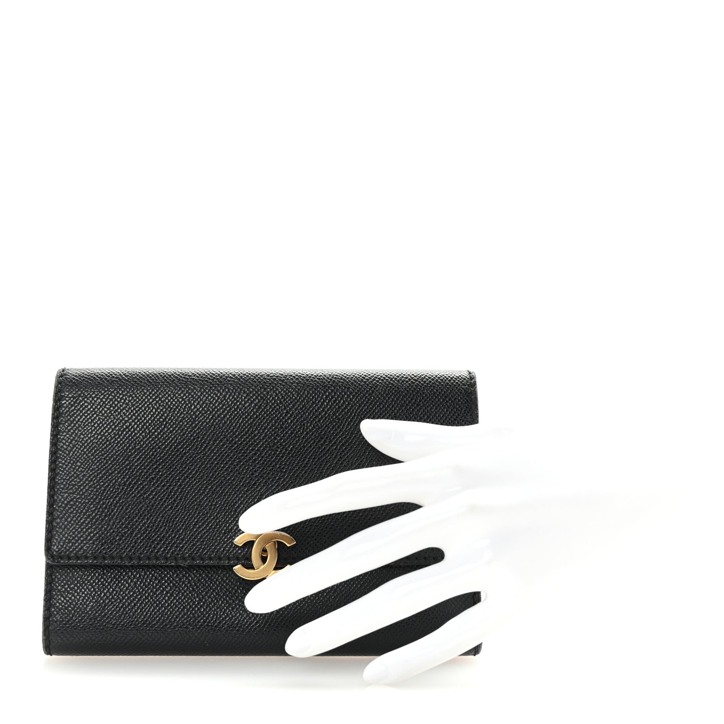 Grained Calfskin CC Flap Wallet Black
