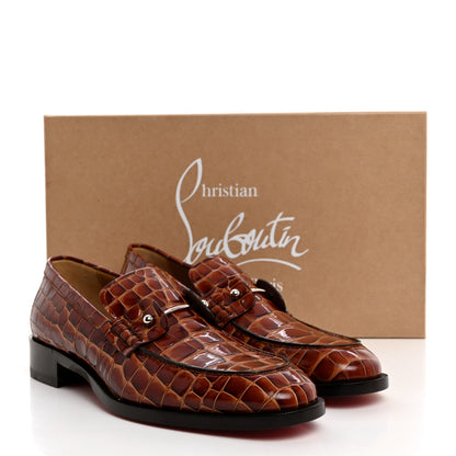 Christian Louboutin Croc Calfskin Embossed Chambelimoc Loafers 40.5 Acajou 8 of 8