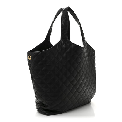 Saint Laurent Lambskin Quilted Maxi Icare Shopping Tote Black 4 of 12
