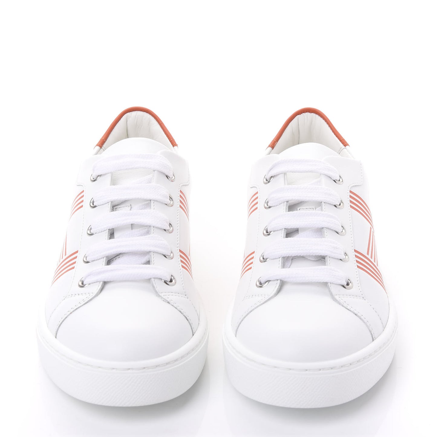 Calfskin Womens Advantage Sneakers 36 White Orange