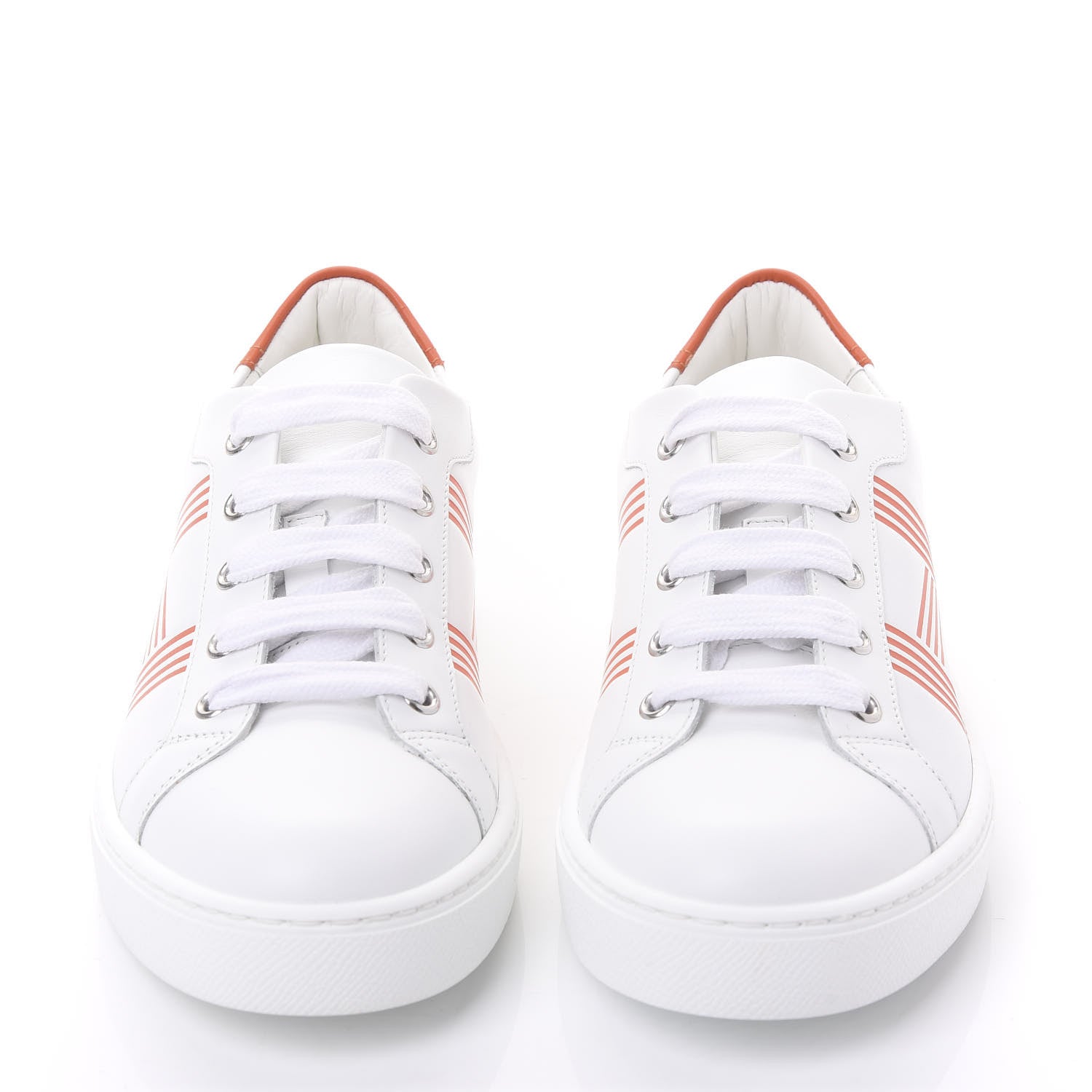 Hermes Calfskin Womens Advantage Sneakers 36 White Orange 2 of 9