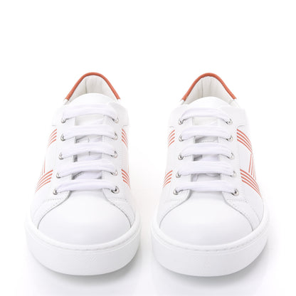 Hermes Calfskin Womens Advantage Sneakers 36 White Orange 2 of 9