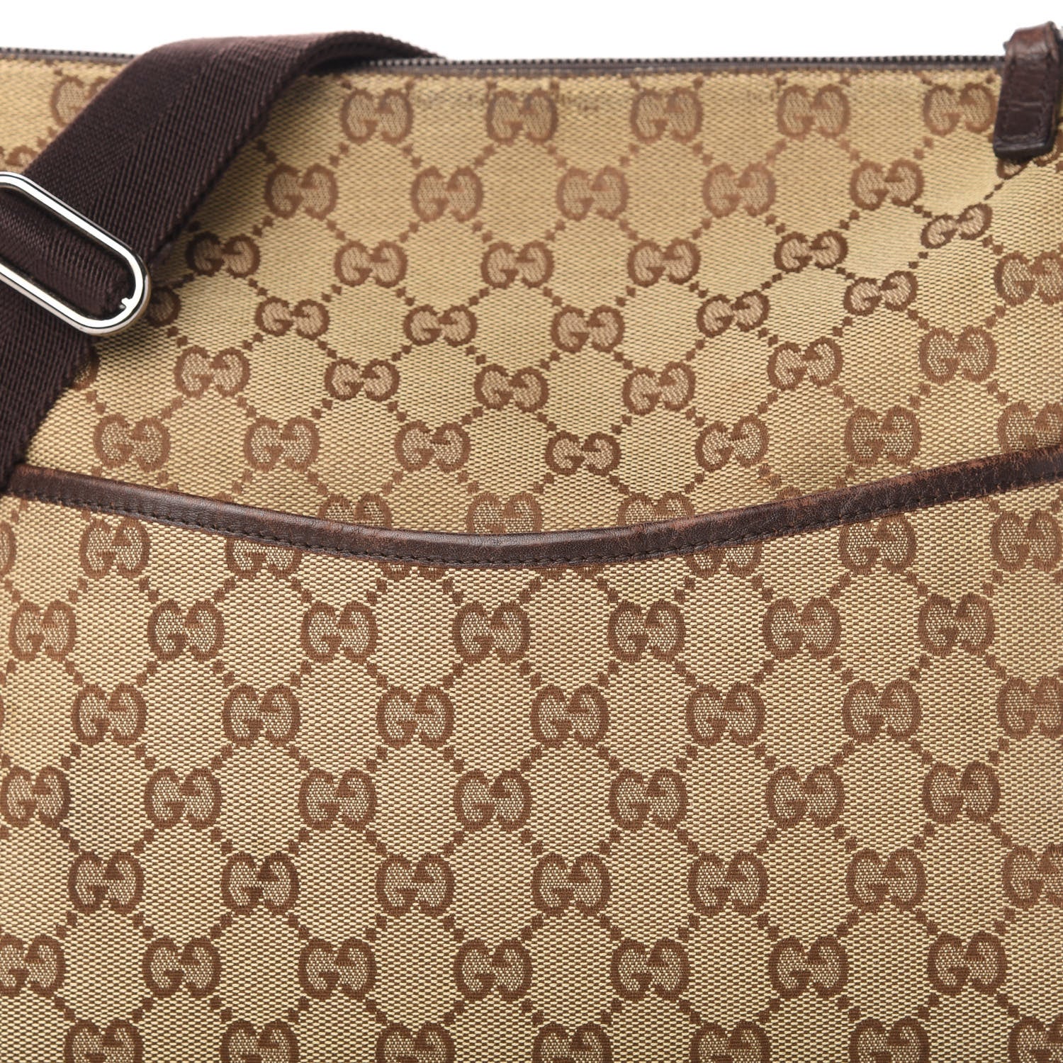Gucci Monogram Calfskin Perforated Medium Flat Messenger Bag Dark Brown 10 of 15