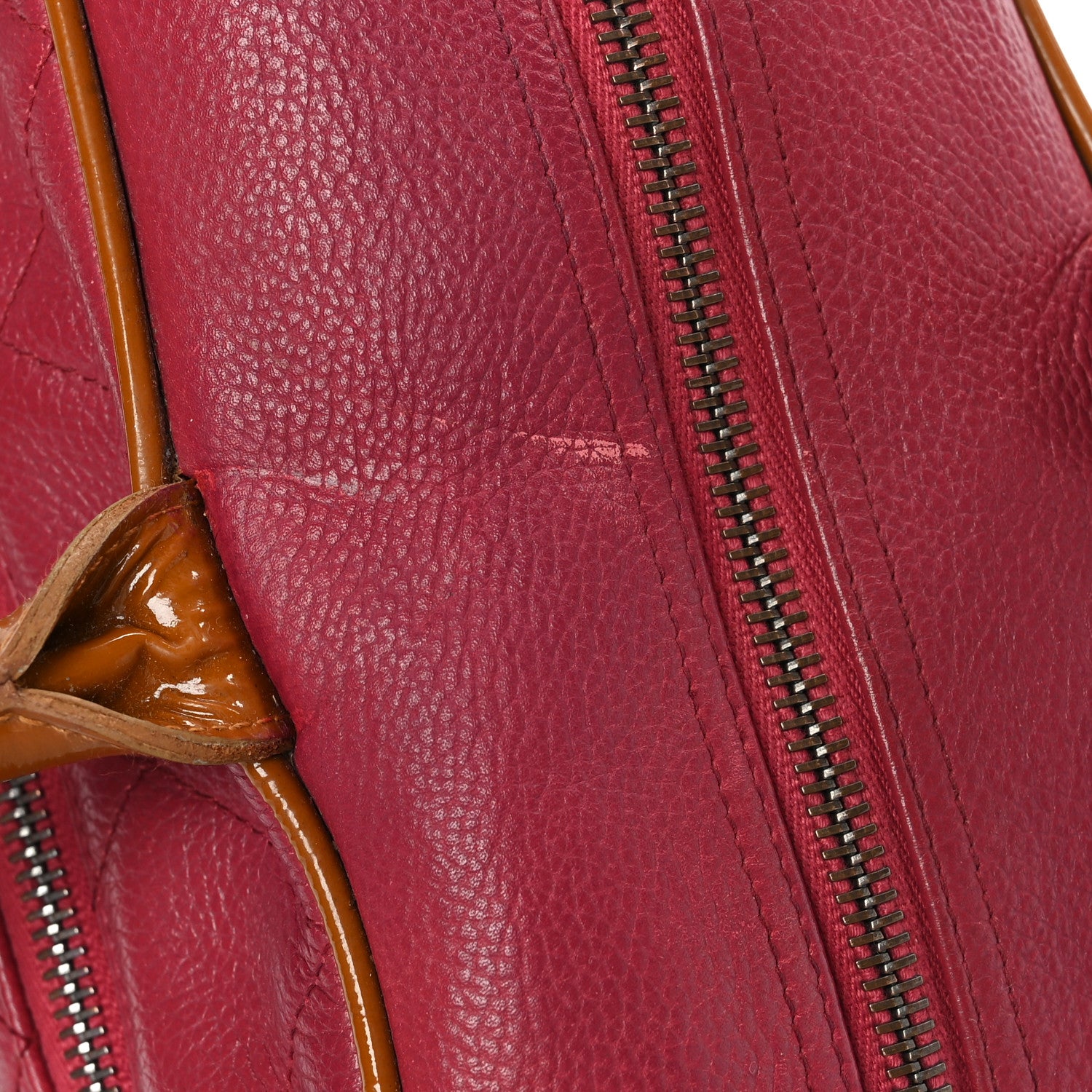 Chanel Caviar Patent Quilted Large Bowler Bag Red 10 of 10