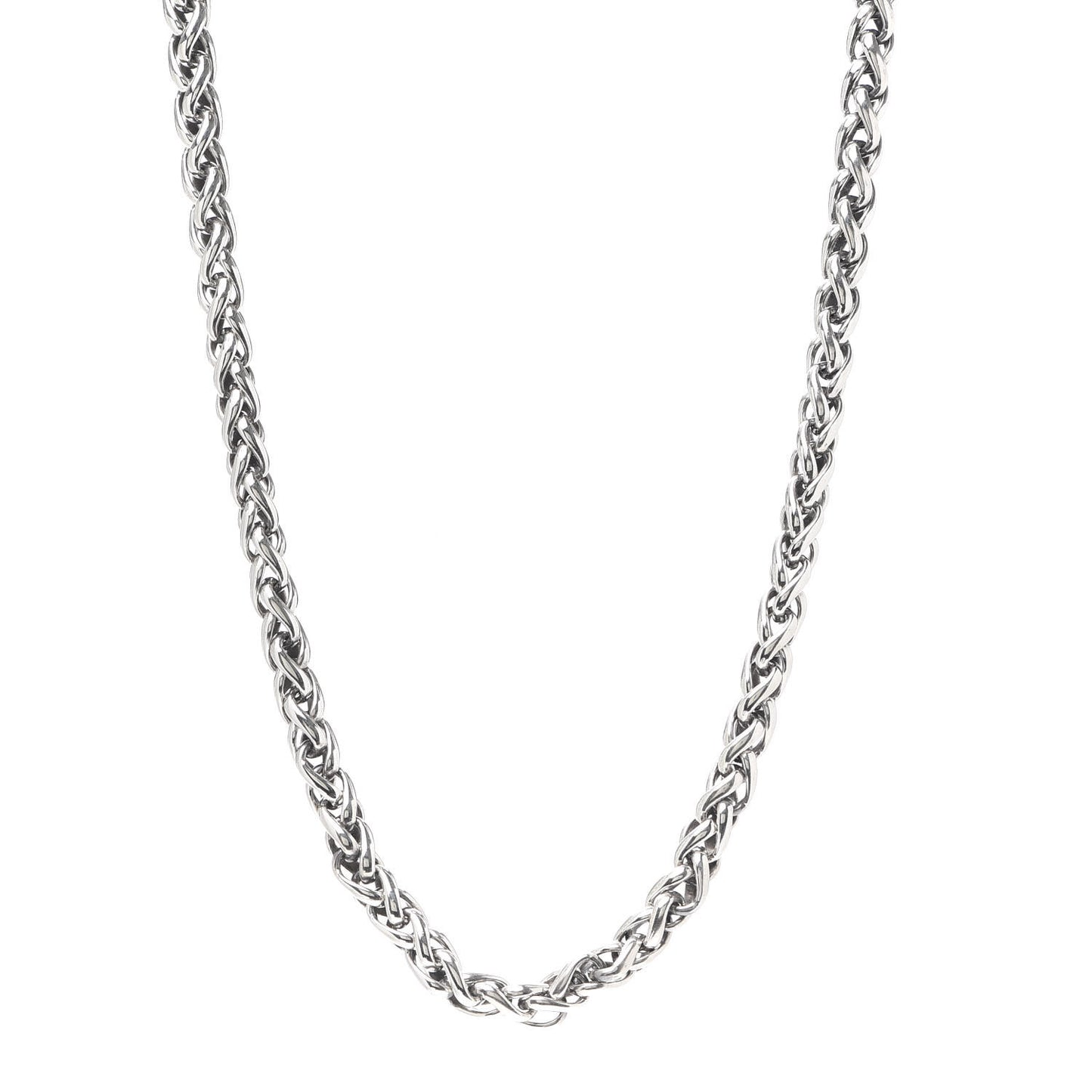 Sterling Silver 14K Yellow Gold 6mm Wheat Chain Necklace