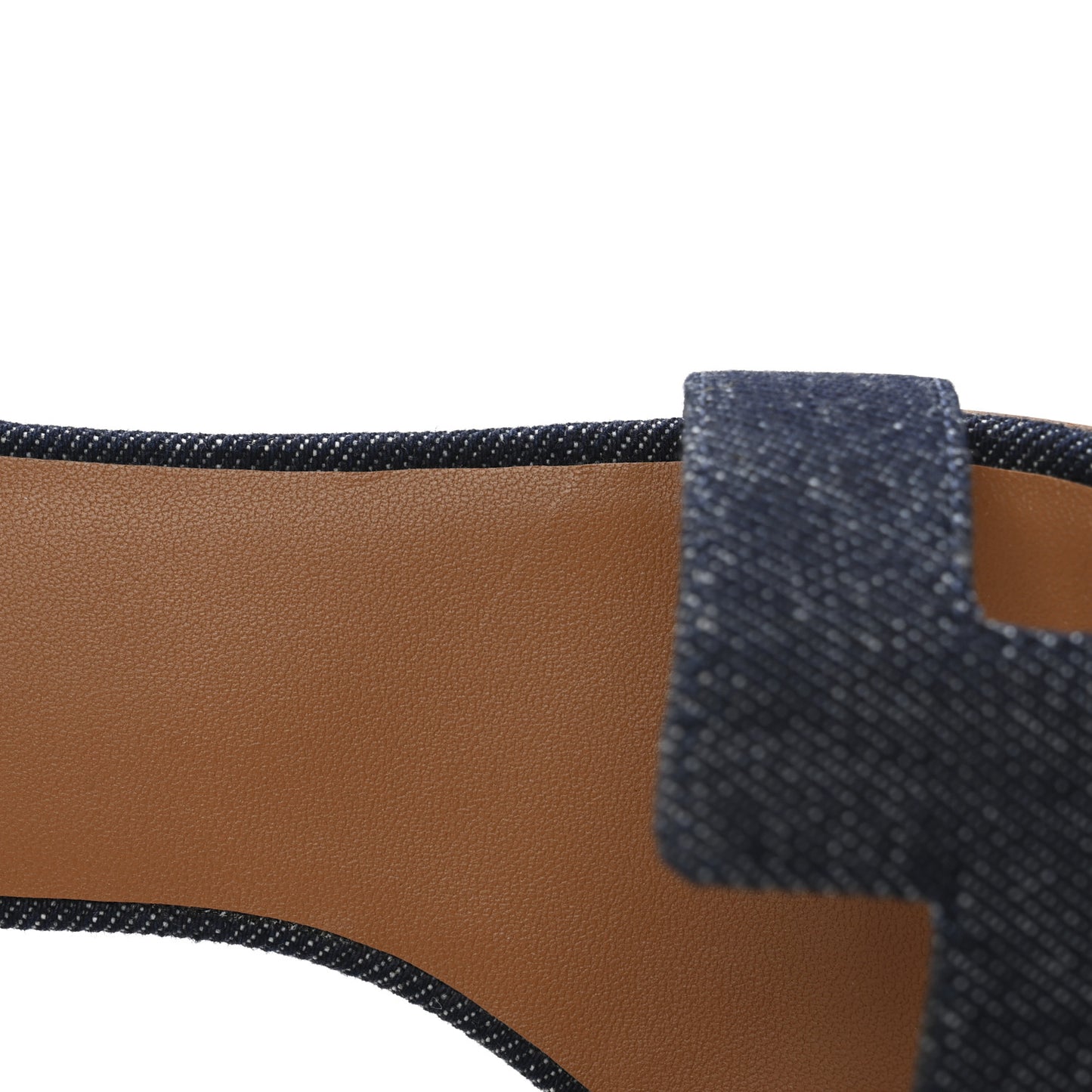 Denim Calfskin Encens 50 Sandals 37.5 Bleu Brut Naturel