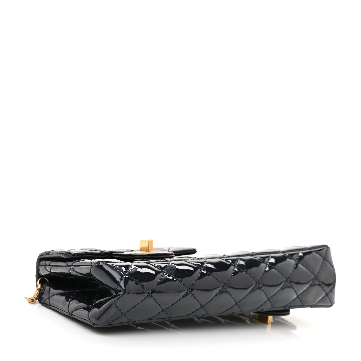 Chanel Patent Quilted Reissue Double Flap Clutch Navy 4 of 11