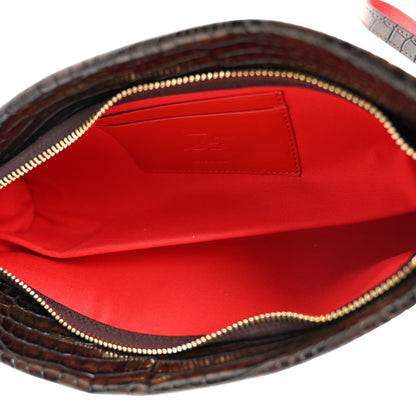 Christian Louboutin Loubitwist Crocodile Embossed Clutch Dark Brown 5 of 6