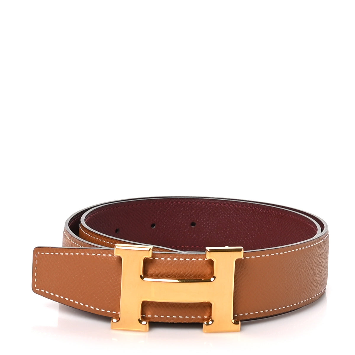 Hermes Epsom 32mm H Belt 80 32 Rouge H Gold 1 of 6