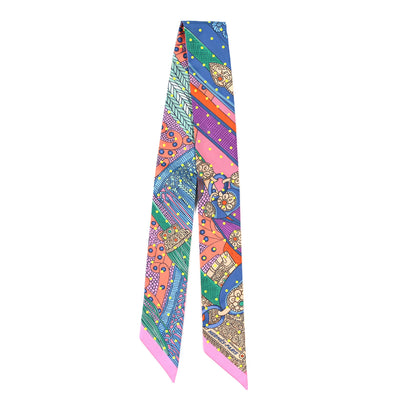 Hermes Silk Selle de Dignitaire Plumetis Twilly Rose Saumon Vert 2 of 3
