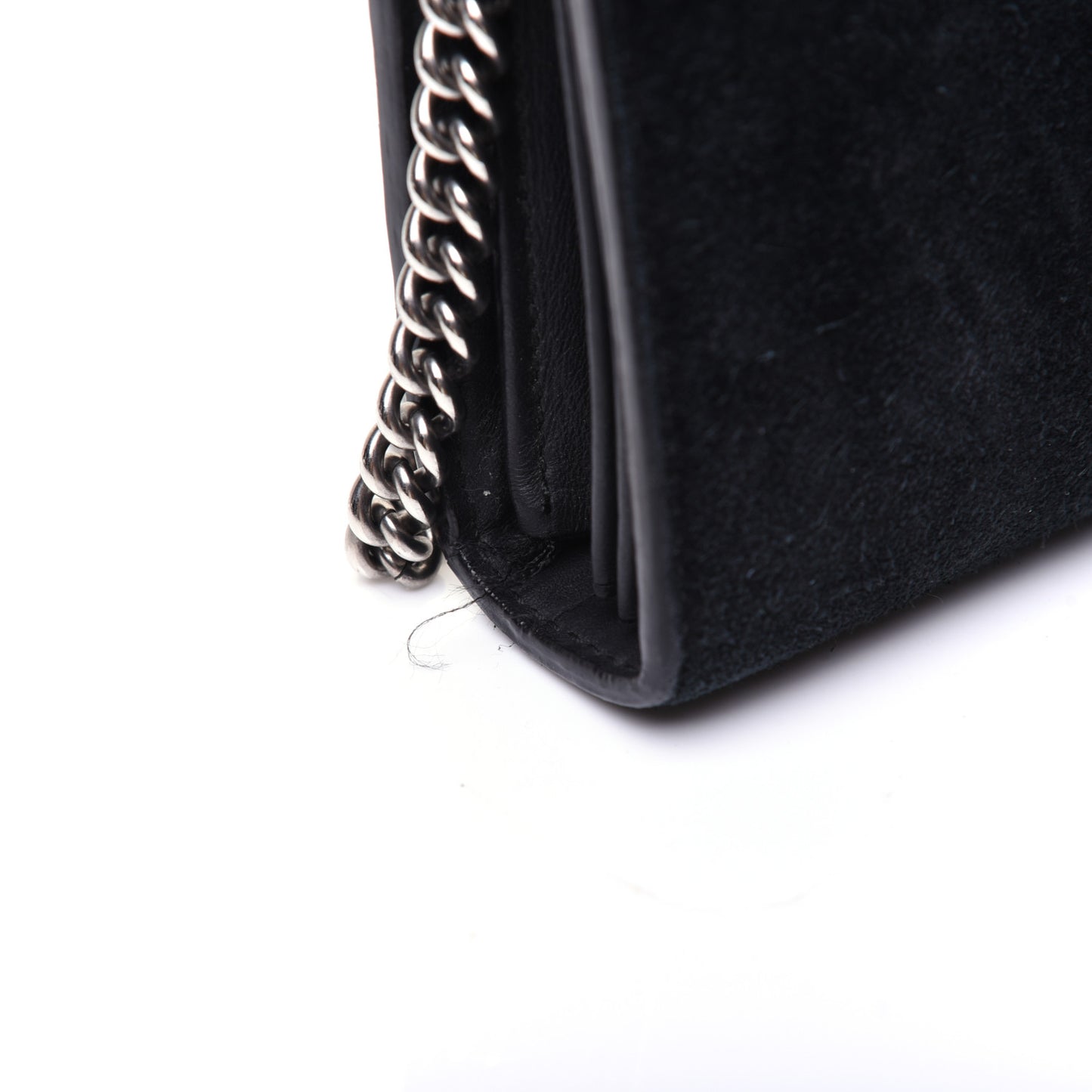Suede Mini Dionysus Chain Wallet Black