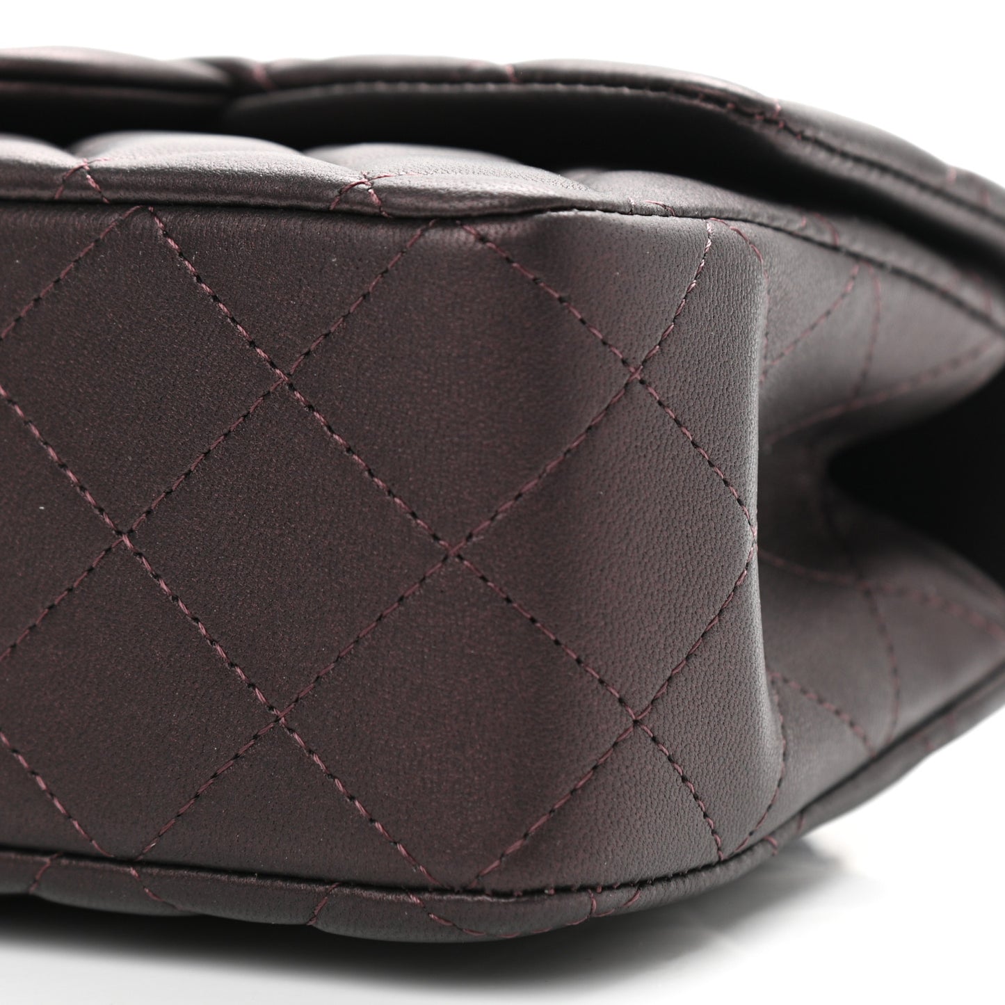 Iridescent Lambskin Quilted Mini Top Handle Rectangular Flap Burgundy