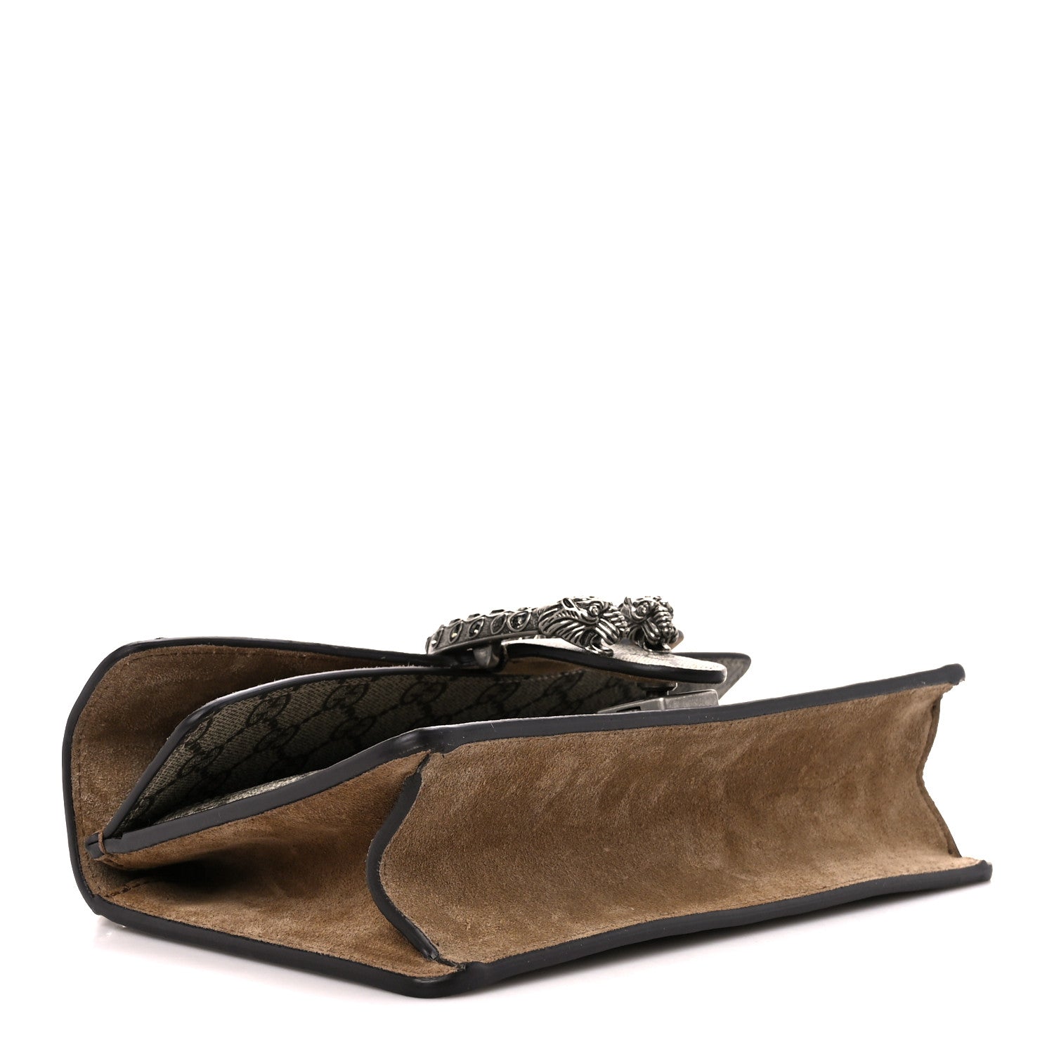 Gucci GG Supreme Monogram Suede Crystal Small Dionysus Shoulder Bag Beige Ebony Taupe 4 of 14