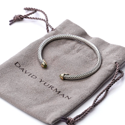 David Yurman Sterling Silver 14K Yellow Gold Peridot 4mm Cable Kids Birthstone Bracelet 6 of 6