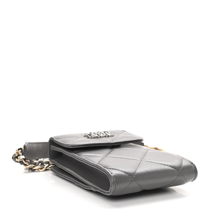 Chanel Lambskin Quilted Chanel 19 Phone Holder With Chain Grey 4 of 15