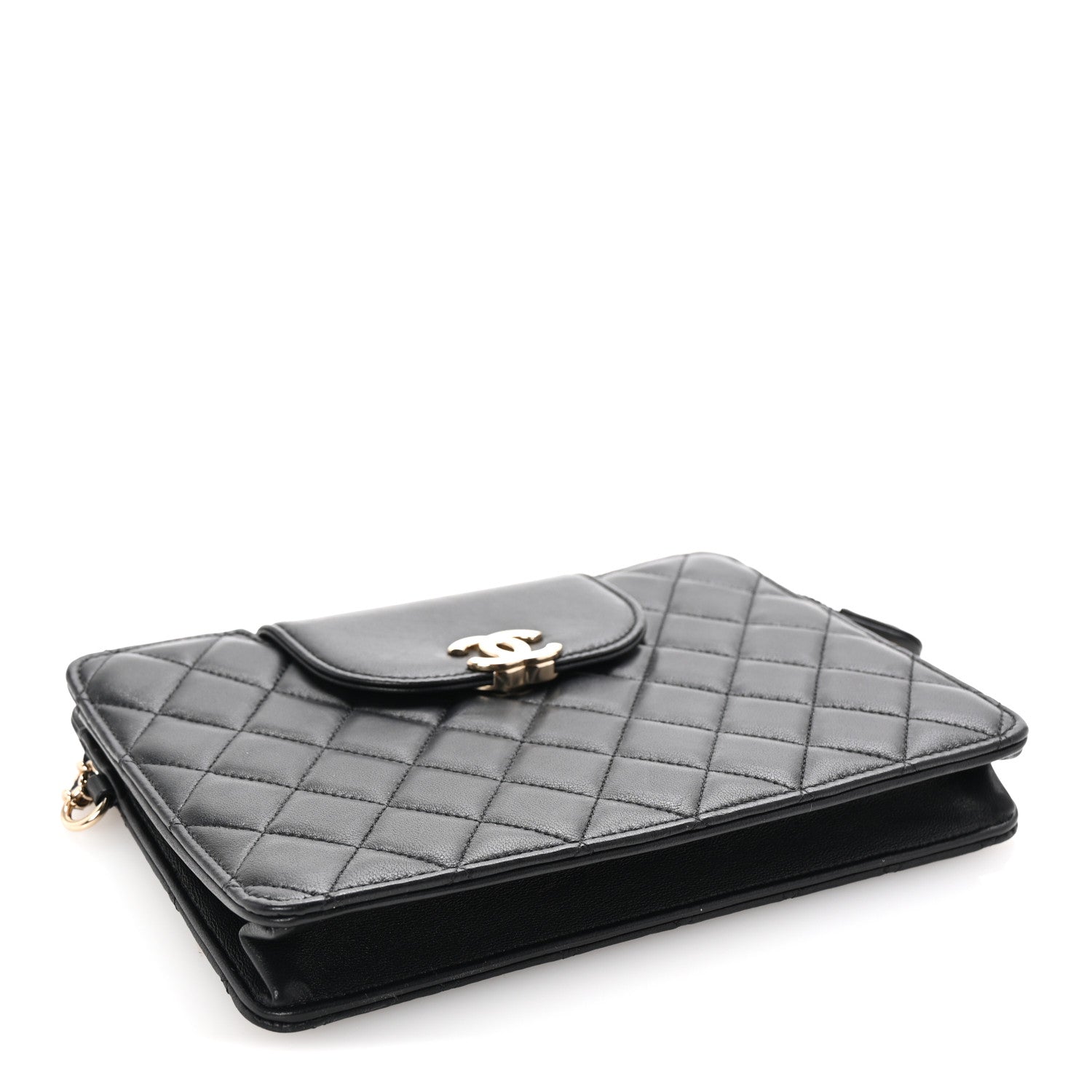 Chanel Lambskin Quilted CC Pouch Wristlet Black 4 of 7