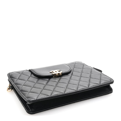 Chanel Lambskin Quilted CC Pouch Wristlet Black 4 of 7