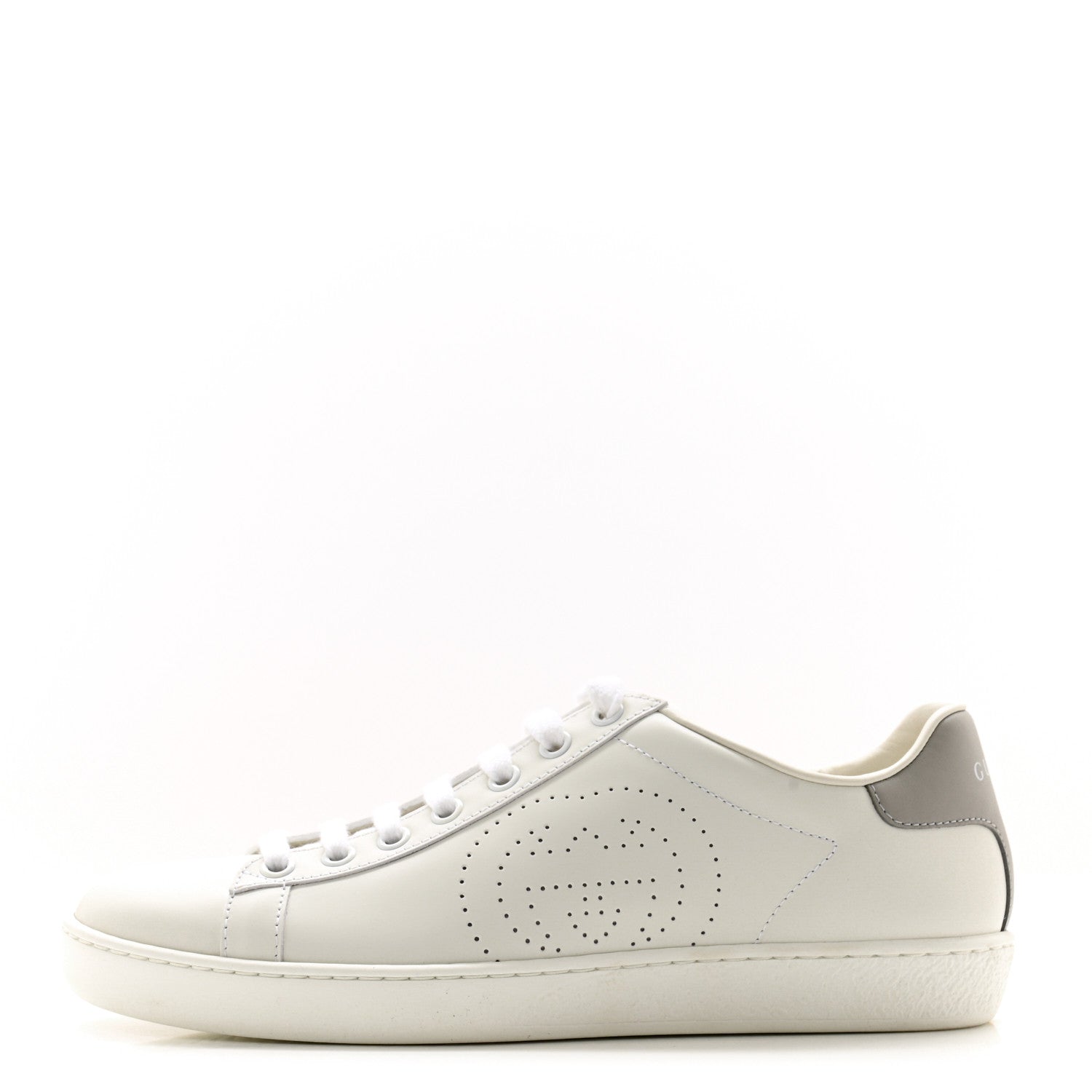Gucci Calfskin Interlocking G Perforated Womens Ace Sneakers 36.5 White Grey Sky 1 of 10