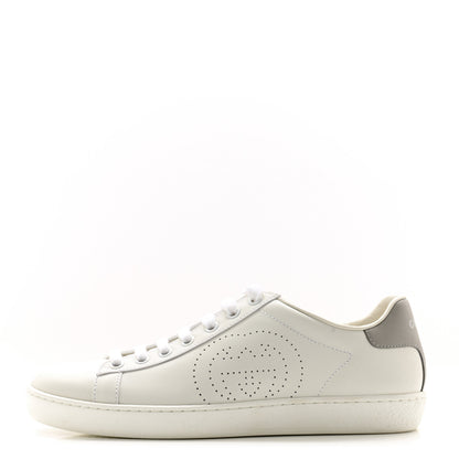 Gucci Calfskin Interlocking G Perforated Womens Ace Sneakers 36.5 White Grey Sky 1 of 10