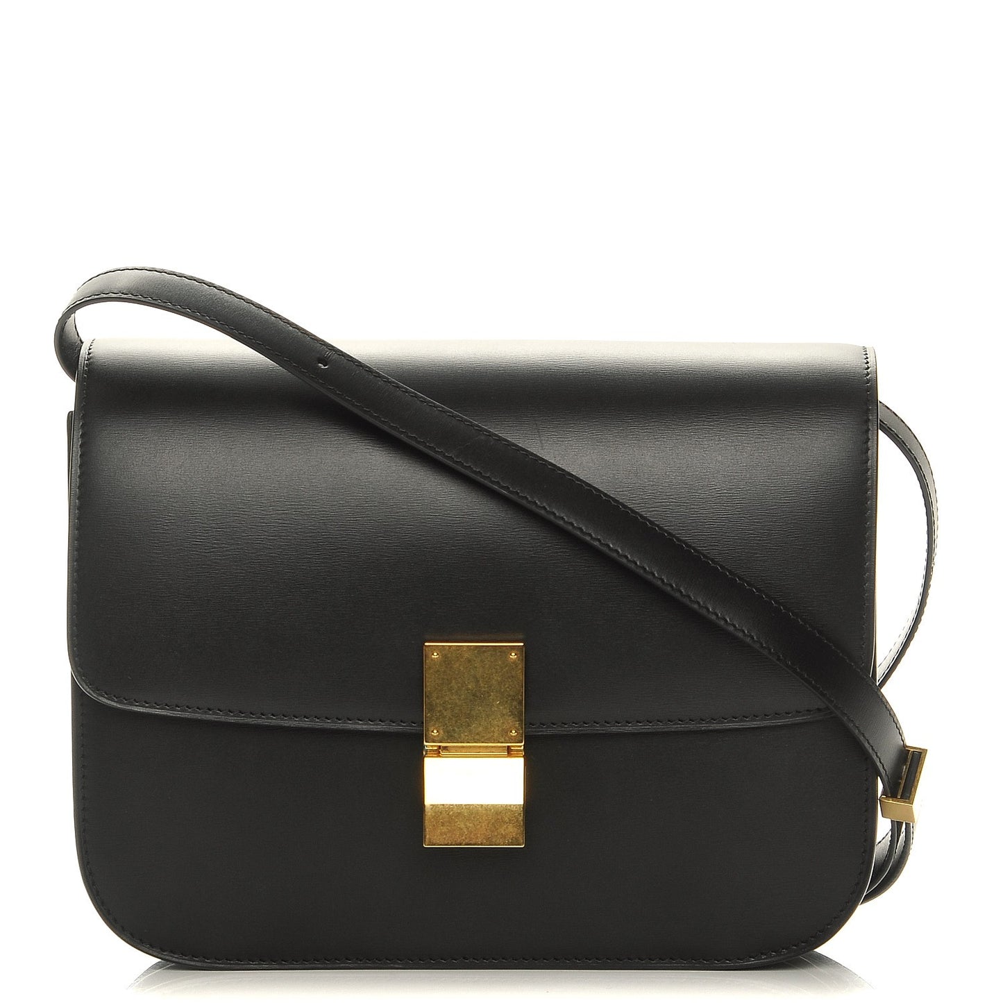 Box Calfskin Medium Classic Box Flap Bag Black