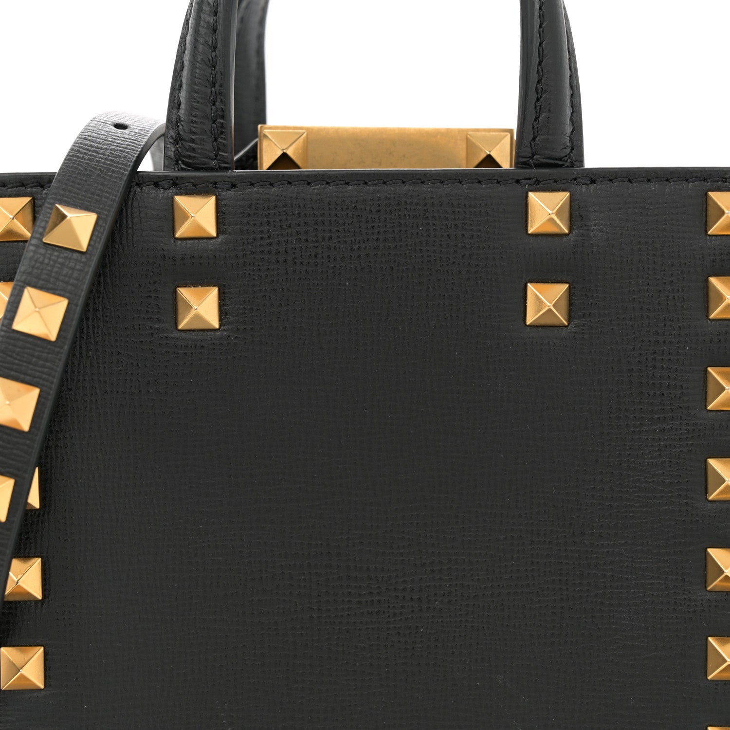 Valentino Garavani Grainy Calfskin Mini Rockstud Alcove Tote Black 7 of 10