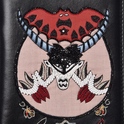 Christian Dior Lambskin Embroidered Le Diable Tarot Pouch Clutch Black 7 of 10