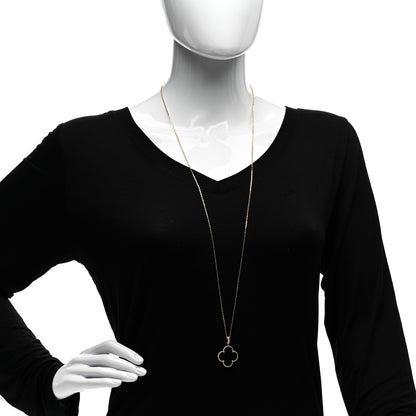 Van Cleef & Arpels 18K Yellow Gold Black Onyx Magic Alhambra Pendant Necklace 2 of 6