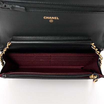 Chanel Lambskin Quilted Wallet On Chain WOC Black 6 of 13