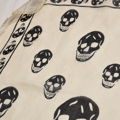 Alexander McQueen Silk Chiffon Skull Scarf Ivory Black 9 of 12