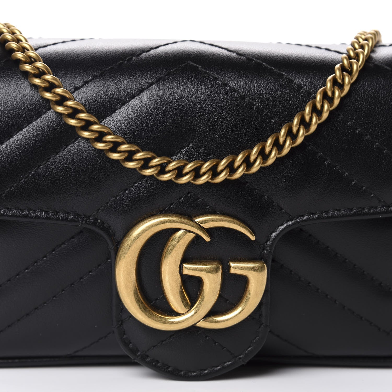 Gucci Calfskin Matelasse Super Mini GG Marmont Shoulder Bag Black 10 of 11