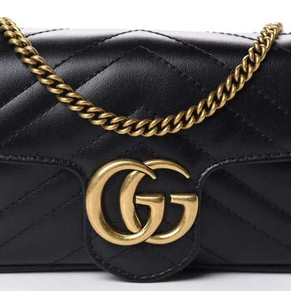 Gucci Calfskin Matelasse Super Mini GG Marmont Shoulder Bag Black 10 of 11