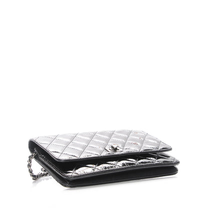 Chanel Distressed Patent Calfskin Quilted Reissue Wallet On Chain WOC Black 4 of 9