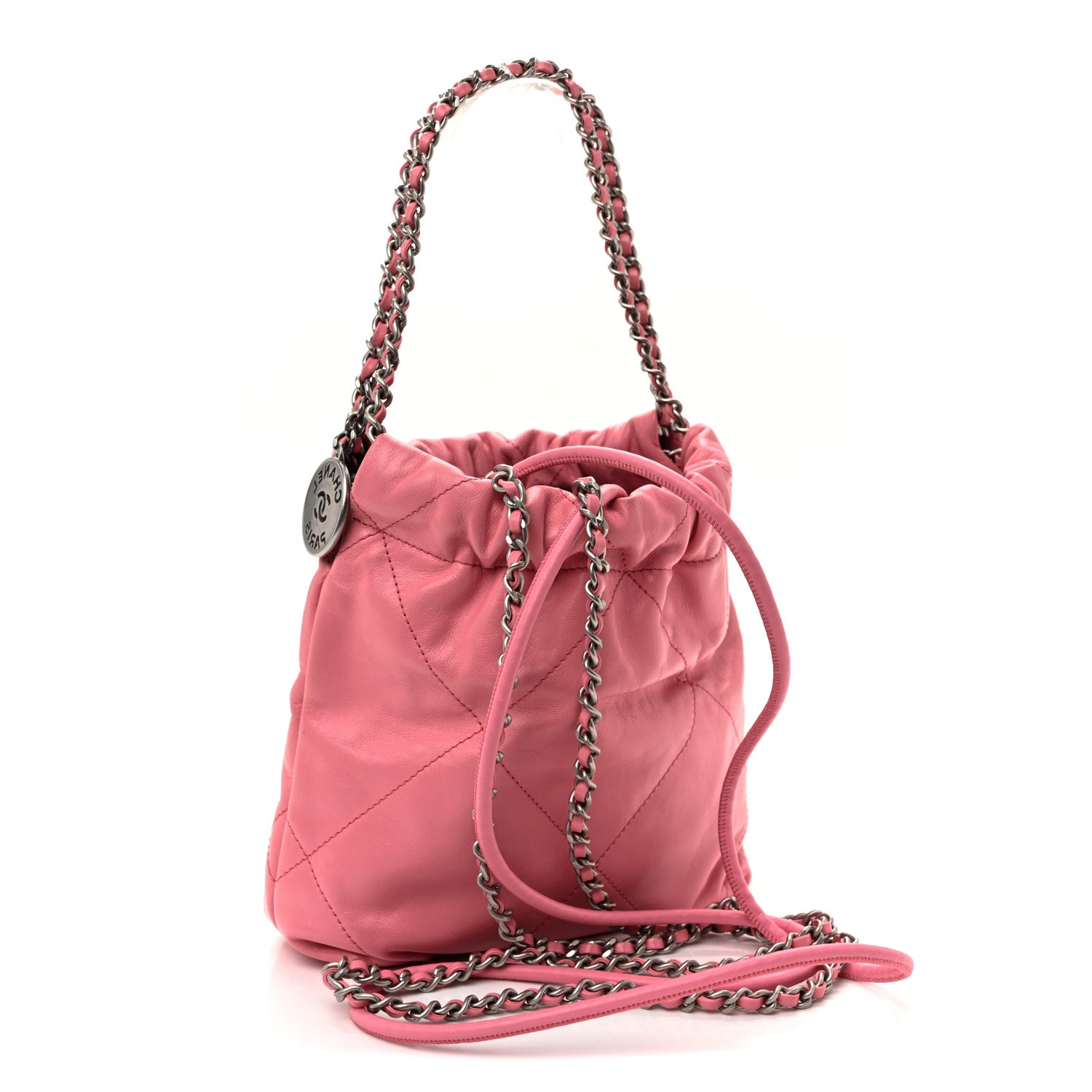 Chanel Shiny Calfskin Quilted Mini Chanel 22 Pink 3 of 11