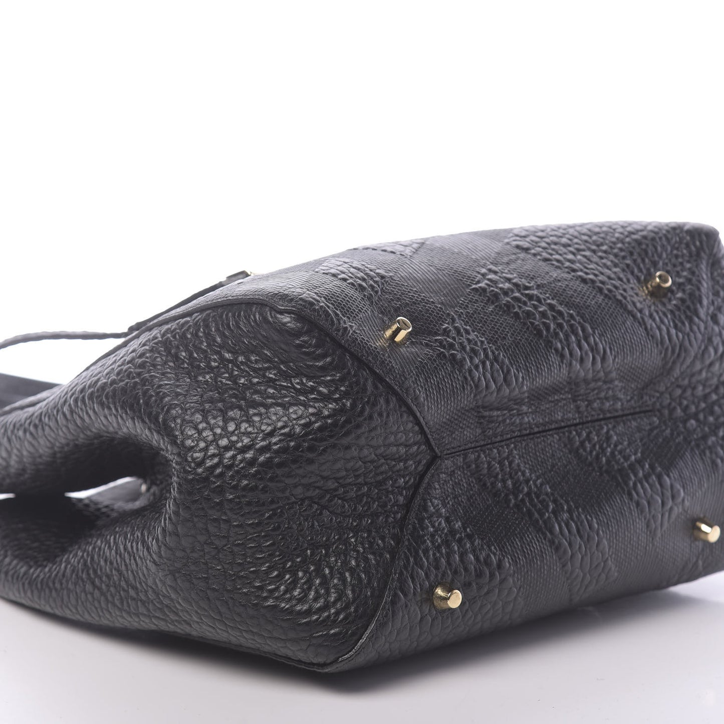 Signature Grain Calfskin Check Embossed Small Canterbury Tote Black