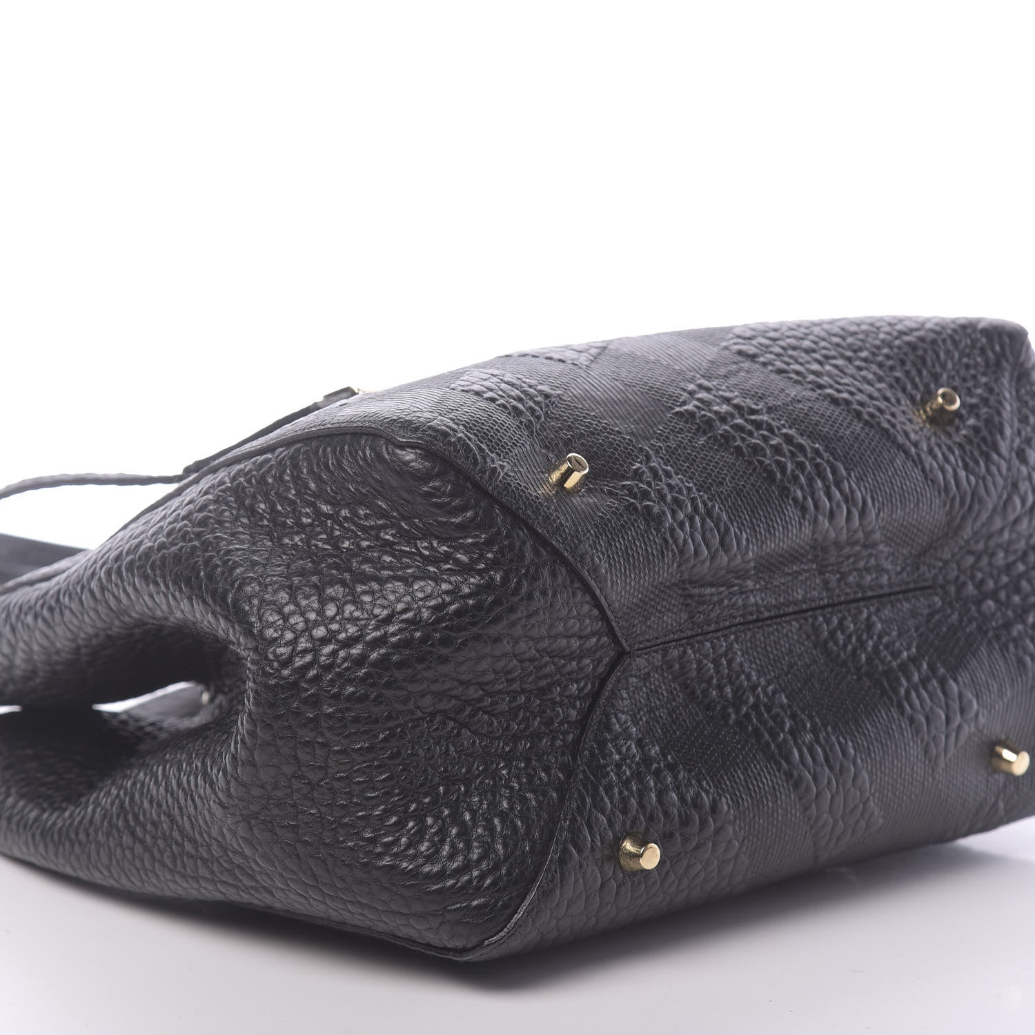 Burberry Signature Grain Calfskin Check Embossed Small Canterbury Tote Black 10 of 11