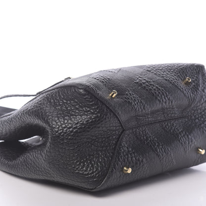 Burberry Signature Grain Calfskin Check Embossed Small Canterbury Tote Black 10 of 11