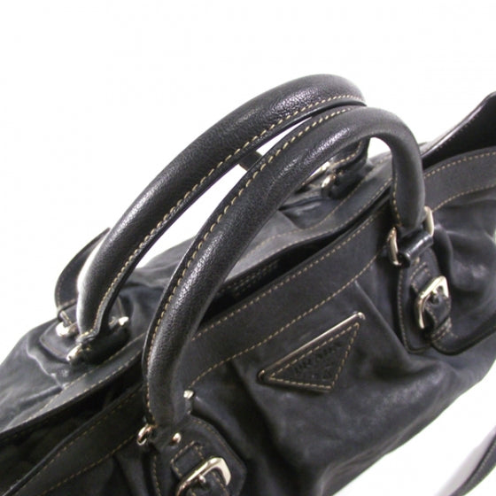 Leather Buckles Tote Blue