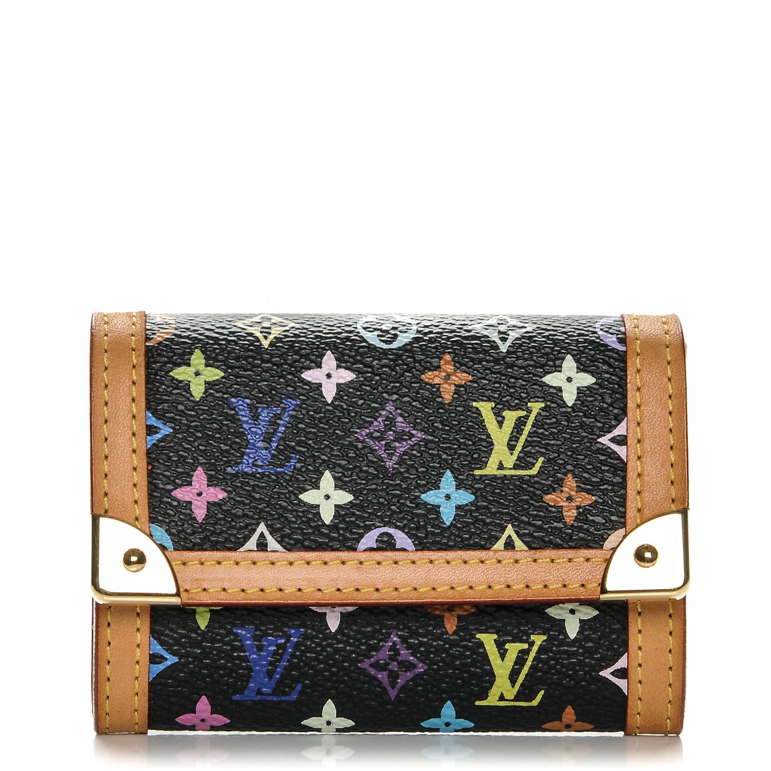 Louis Vuitton Monogram Multicolor Porte-Monnaie Plat Coin Purse Black 1 of 6
