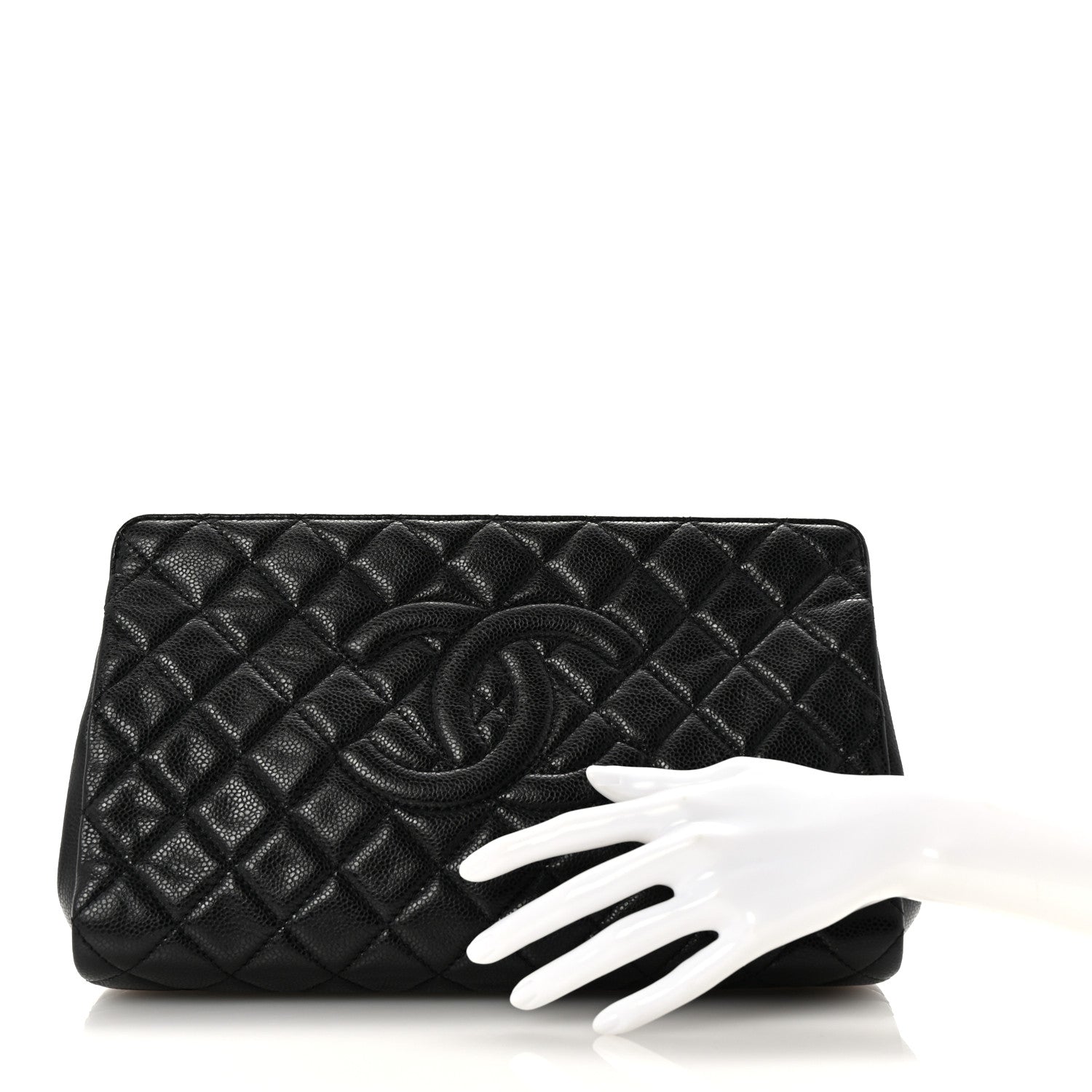 Chanel Caviar Quilted CC Large Clutch Black 2 of 7