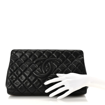 Chanel Caviar Quilted CC Large Clutch Black 2 of 7