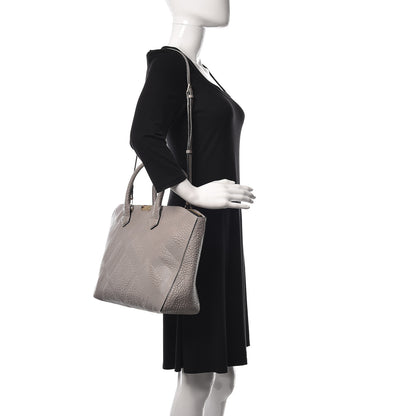 Burberry Heritage Grain Check Embossed Medium Dewsbury Tote Pale Grey 3 of 12