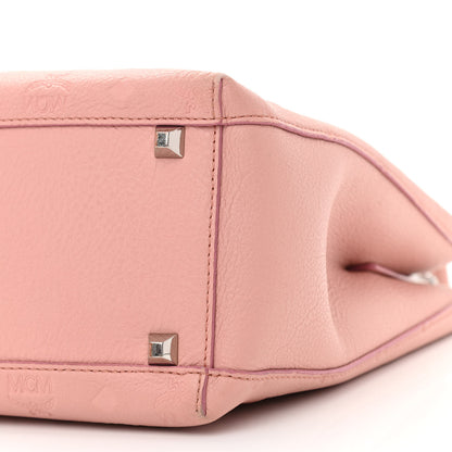 MCM Calfskin Ottomar Monogram Sarah Medium Hobo Pink Blush 10 of 13