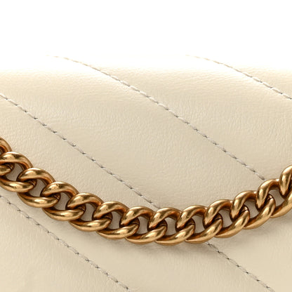 Gucci Vintage Effect Calfskin Matelasse Diagonal Torchon GG Marmont Chain Wallet Mystic White Blue Agata 8 of 13